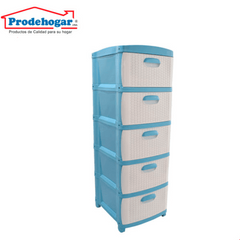 Organizador Rattan Dubai 5 Niveles Azul, Blanco