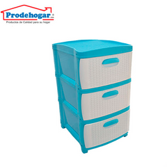 Organizador Rattan Dubai 3 Niveles Azul, Blanco