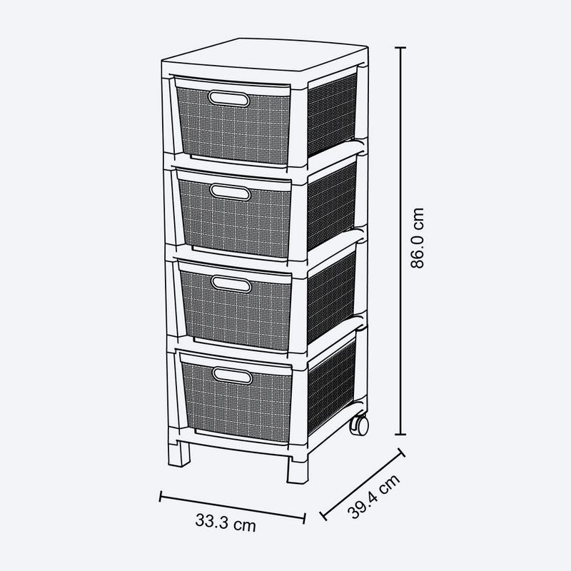 Cajonero Fique 4 Gavetas Gris Hielo