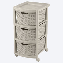 Cajonero Apariencia Rattan 3 Gavetas Altas Taupe