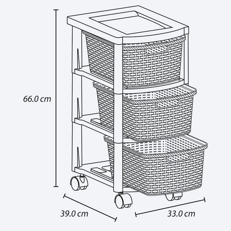 Cajonero Apariencia Rattan 3 Gavetas Altas Taupe