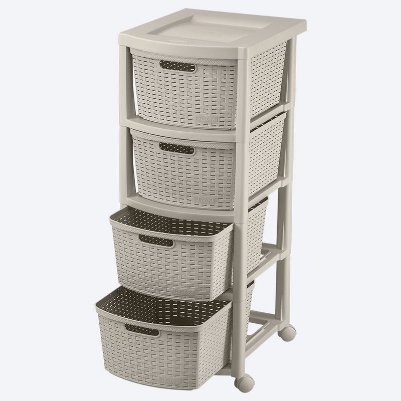 Cajonero Apariencia Rattan 4 Gavetas Altas Taupe