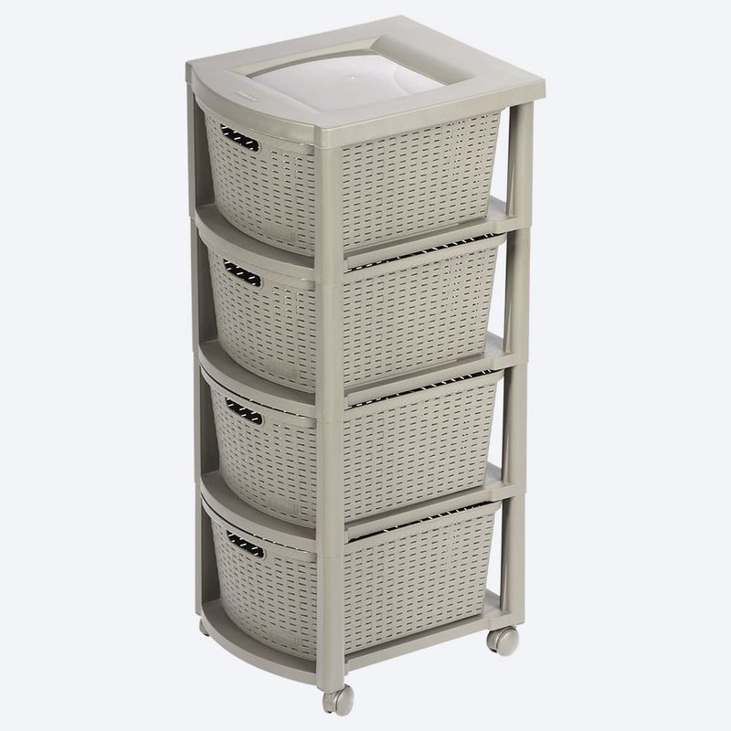 Cajonero Apariencia Rattan 4 Gavetas Altas Taupe