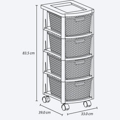 Cajonero Apariencia Rattan 4 Gavetas Altas Taupe