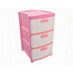 Organizador Rattan Dubai 3 Niveles Rosado, blanco