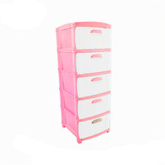 Organizador Rattan Dubai 5 Niveles Rosado, Blanco