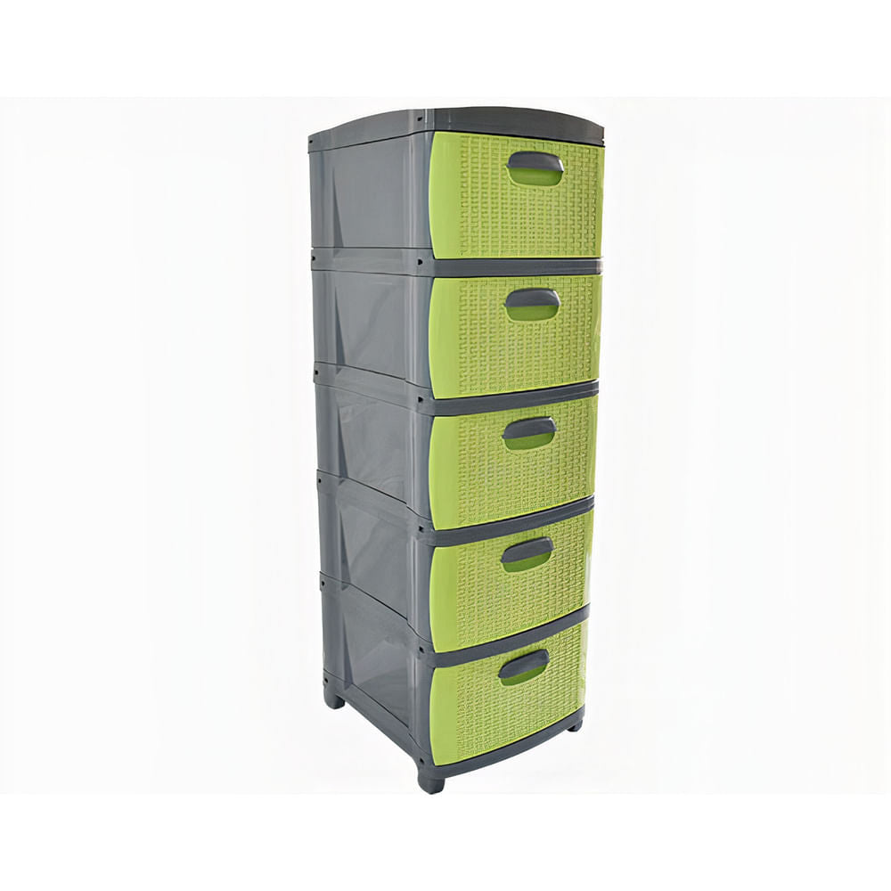 Organizador Rattan Dubai 5 Niveles Gris, Verde