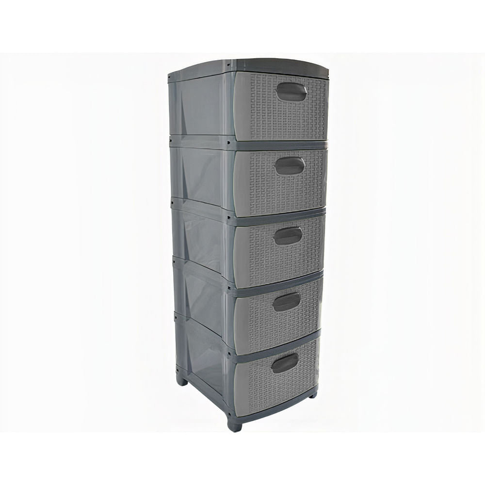 Organizador Rattan Dubai 5 Niveles Gris, Gris