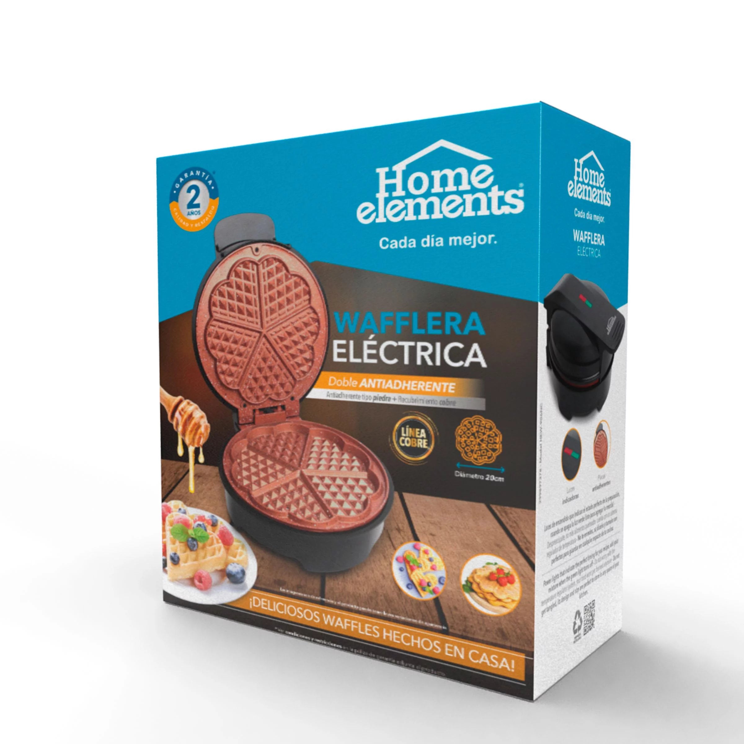 HOME ELEMENT WAFFLERA NEGRA PLATOS COBRE HEW-906NC 299897378