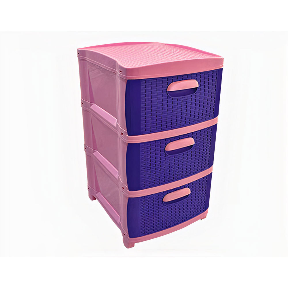 Organizador Rattan Dubai 3 Niveles Rosado, lila