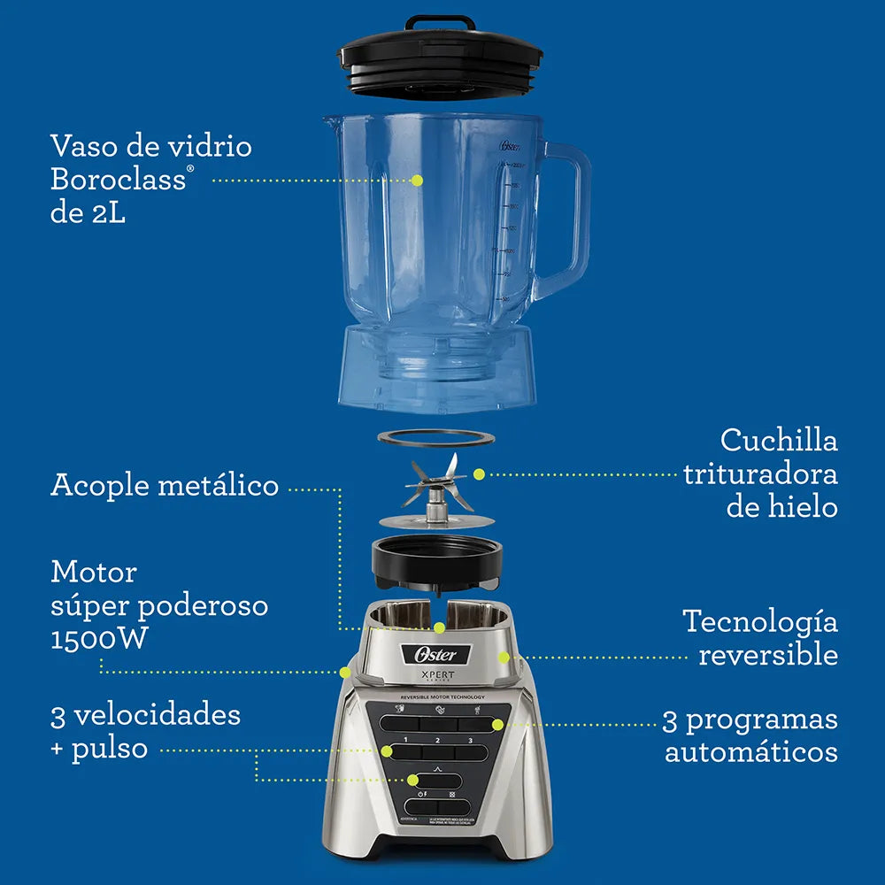 Licuadora Oster Xpert Series™ , y un Blend-N-Go, 2Lt Plateada