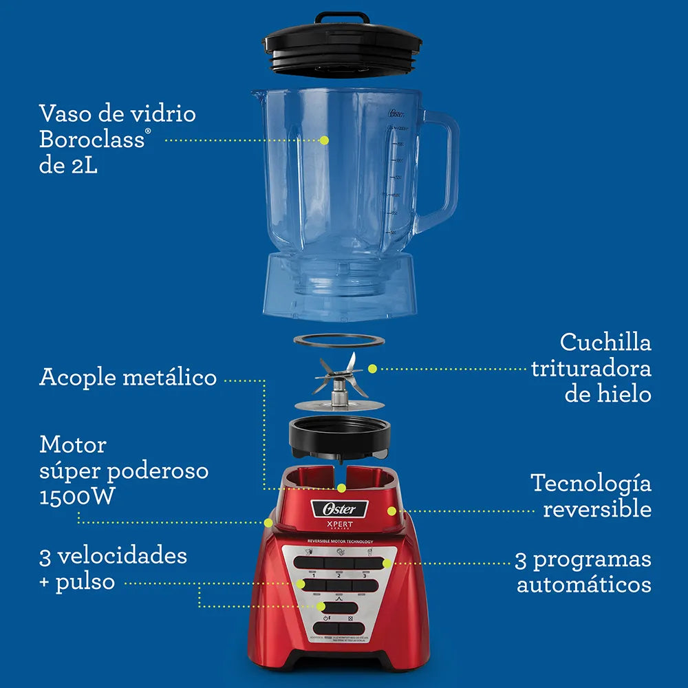 Licuadora Oster Xpert Series™ 1200, 2Lt Roja