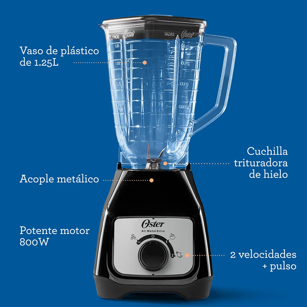 Licuadora Oster Kaliman BLSTKAP-BRD 1.25Lt  2 Velocidades, con vaso de plastico, Negra