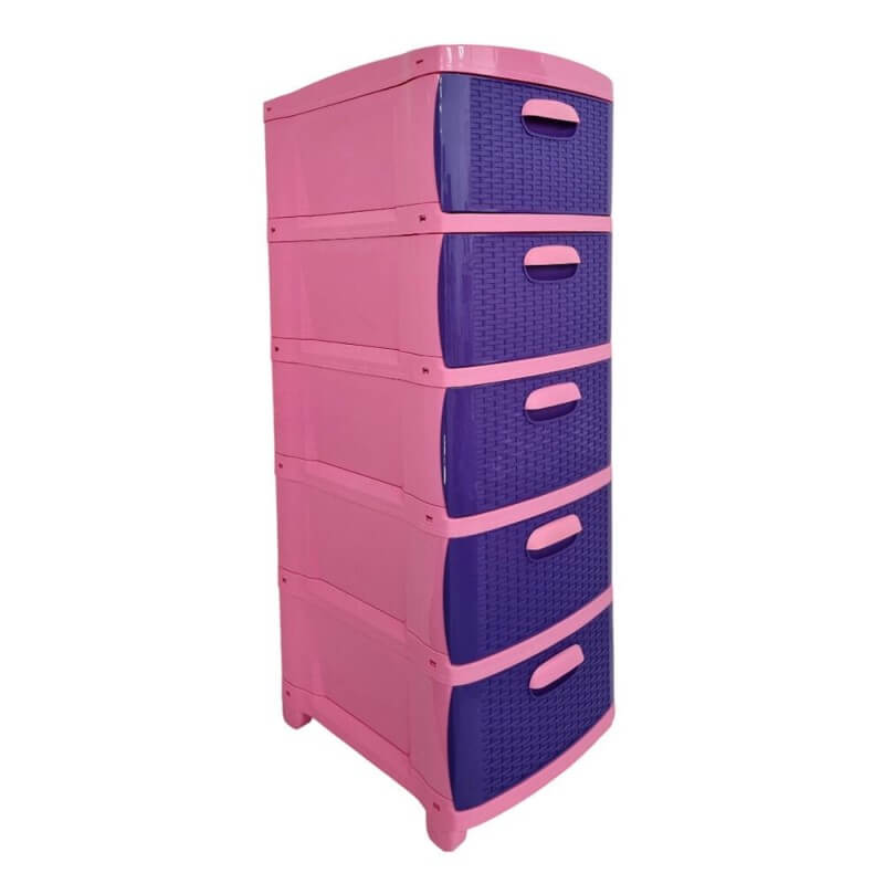 Organizador Rattan Dubai 5 Niveles Rosado, lila